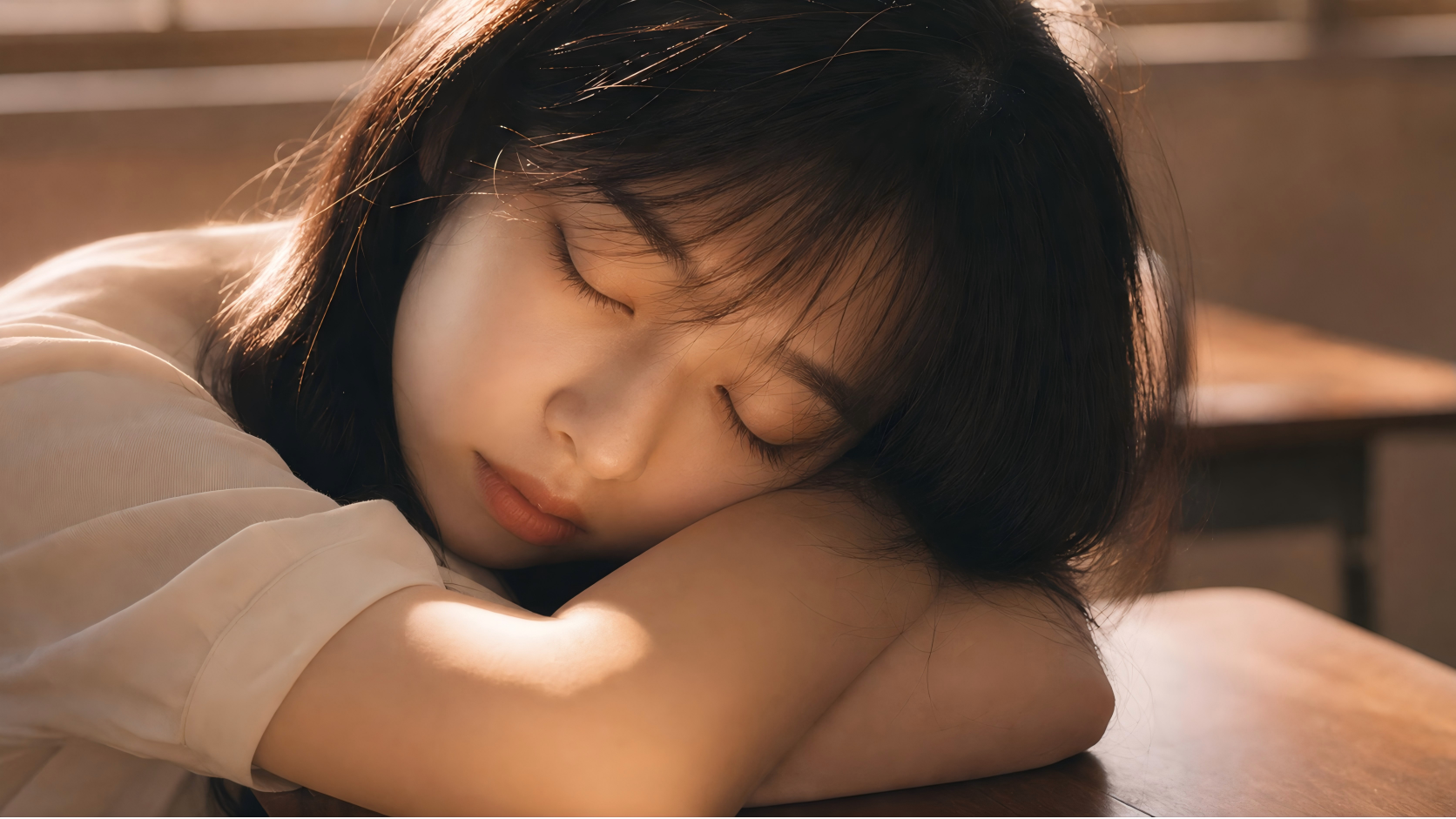 女生趴桌状态的补充关键帧